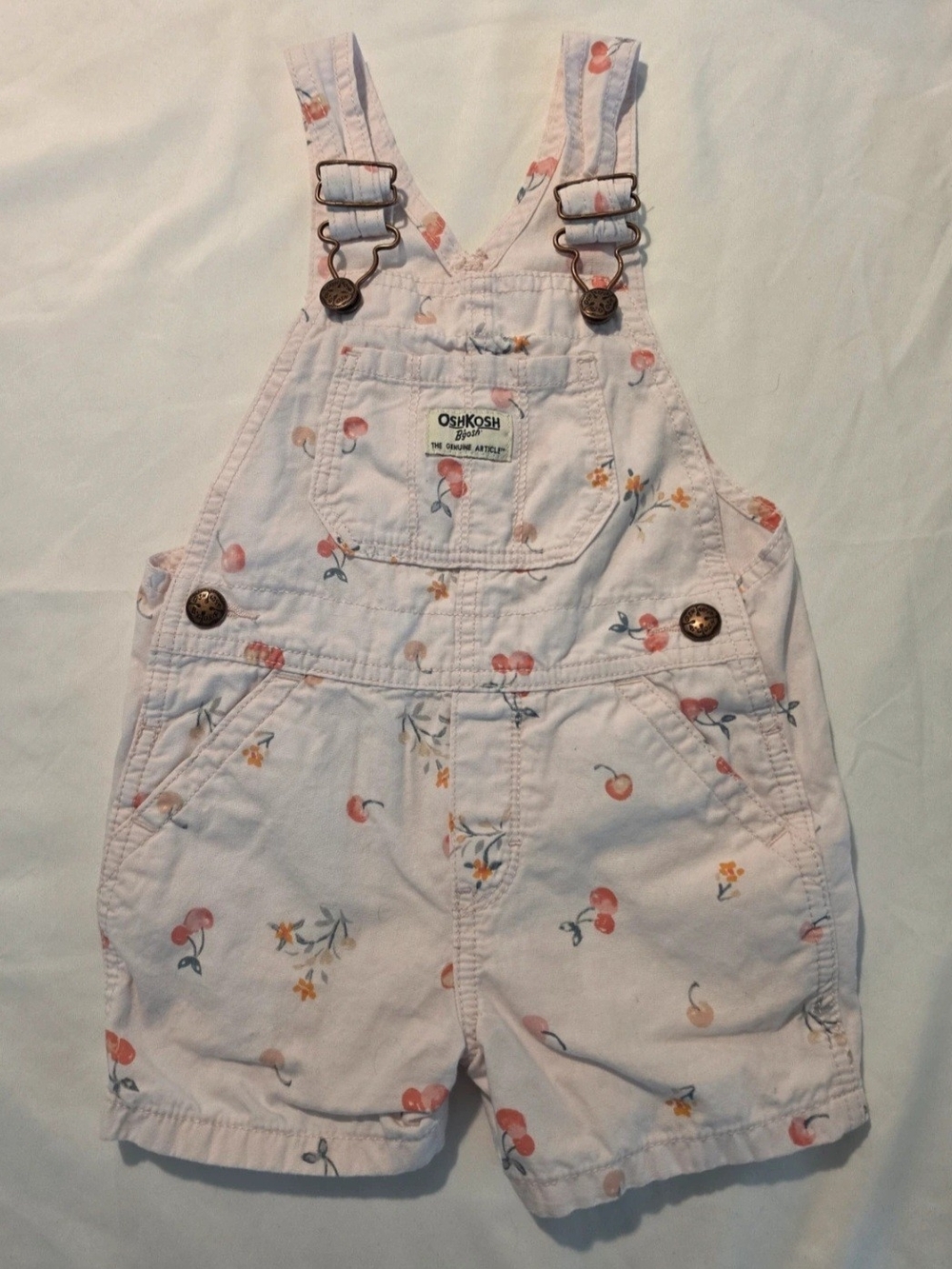 ​OshKosh B’gosh Toddler Girl 2T Pink Cherry Floral Canvas Shortalls